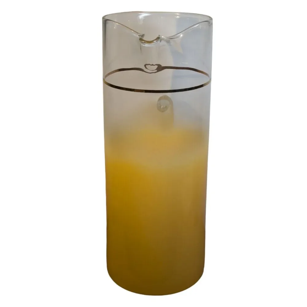 BLENDO Martini Pitcher Glass Vintage1950s Satin Mist Frosted Yellow 11.25